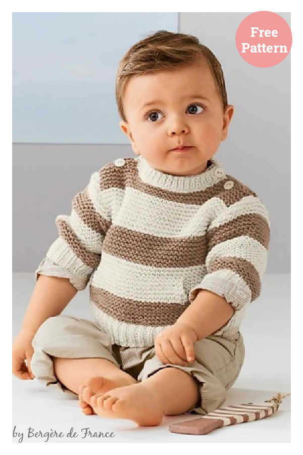 Garter Stitch Sweater with Front Pocket Free Knitting Pattern