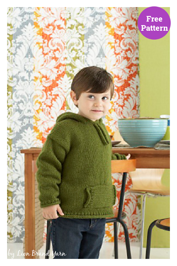Kids to Adult Hoodie Free Knitting Pattern