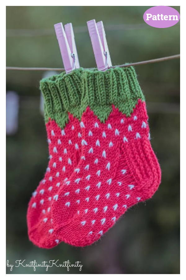 Strawberry Baby Socks Knitting Pattern