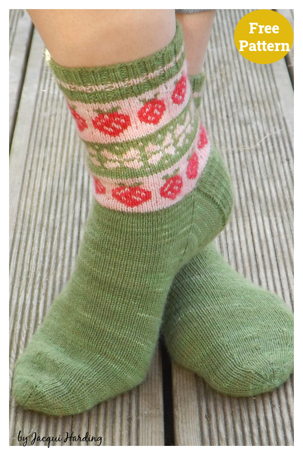 Strawberry Fields Socks Free Knitting Pattern
