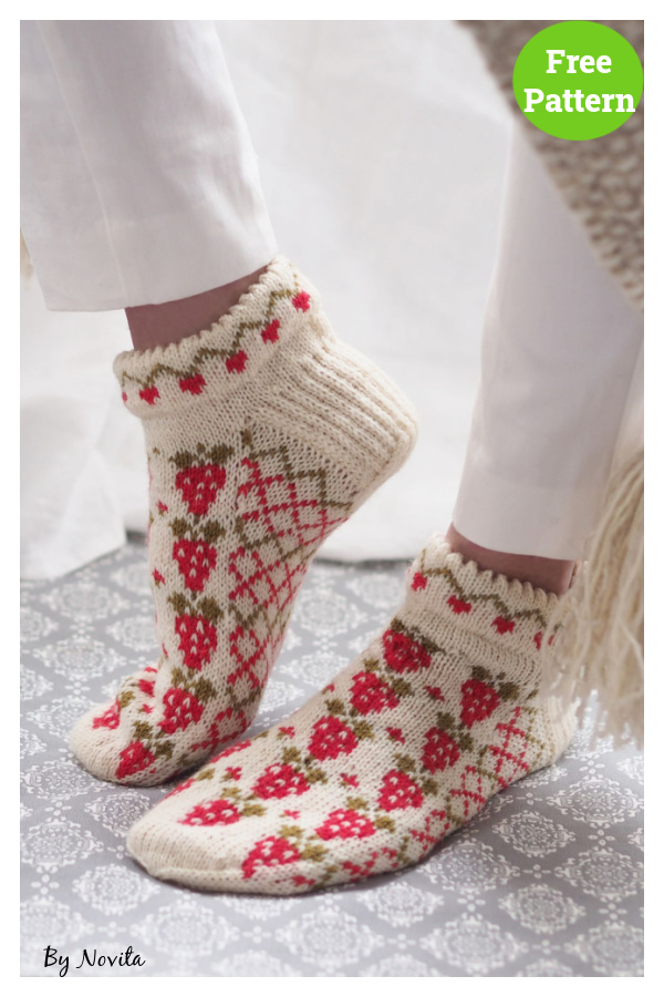 Strawberry Socks Free Knitting Pattern 