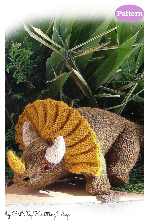Triceratops Dinosaur Knitting Pattern