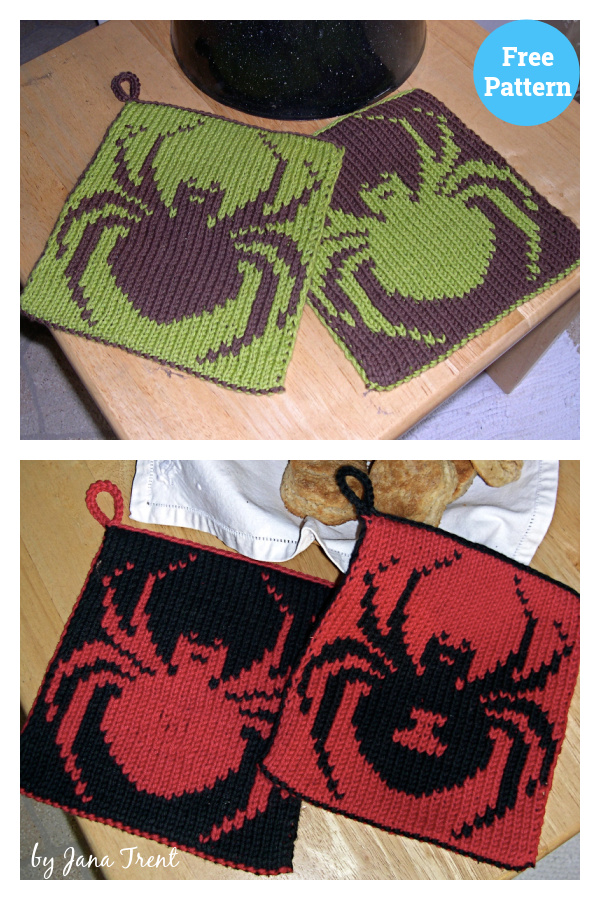 Spider Potholder Free Knitting Pattern