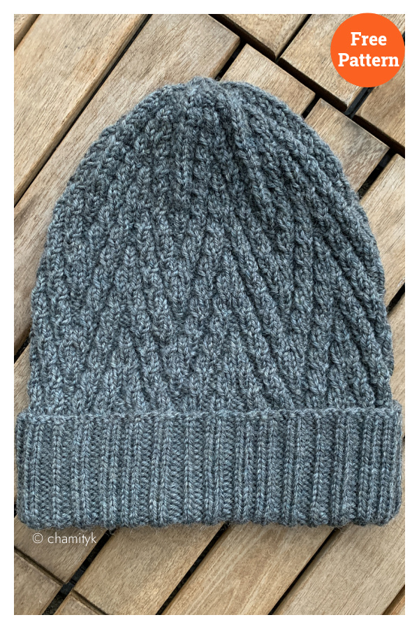 Chevron Rib Beanie Free Knitting Pattern