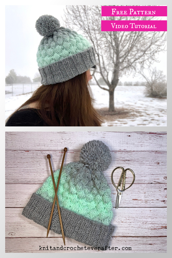 Droplet Beanie Free Knitting Pattern and Video Tutorial