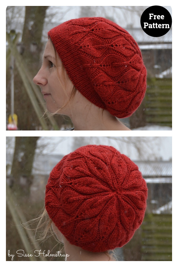 Slouchy Candle Flame Hat Free Knitting Pattern