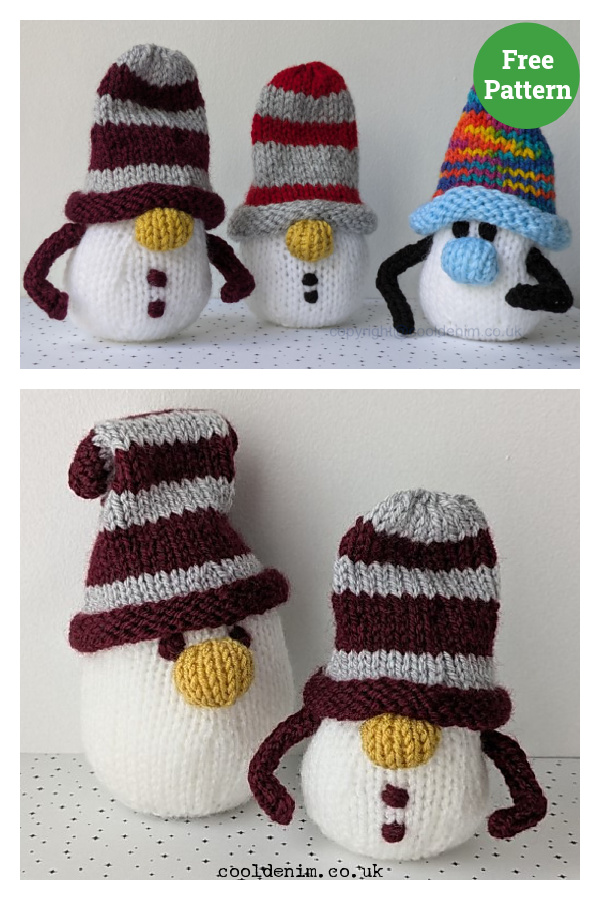 Snowmen with Beanie Hats Free Knitting Pattern