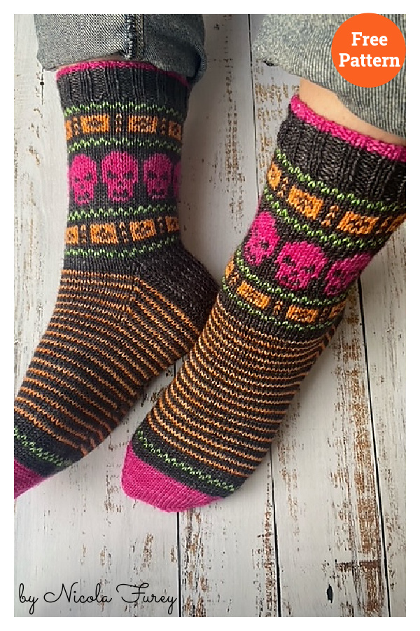 Trick or Feet Socks Free Knitting Pattern