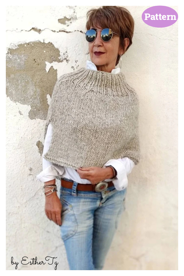 Turtle Neck Cape Knitting Pattern