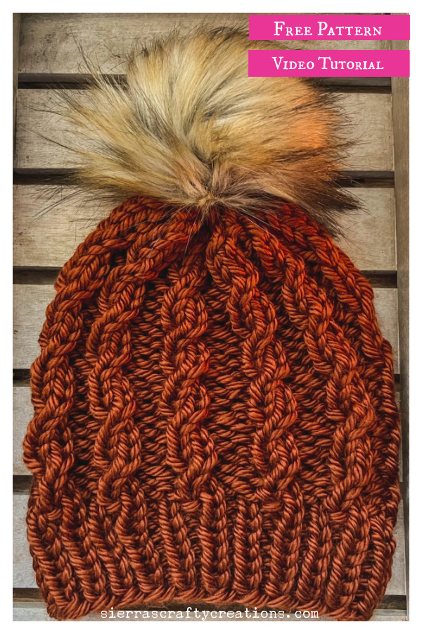 Twisted Stitch Beanie Free Knitting Pattern and Video Tutorial