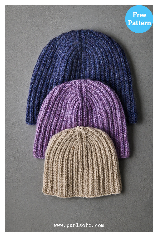 Classic Brioche Hat Free Knitting Pattern