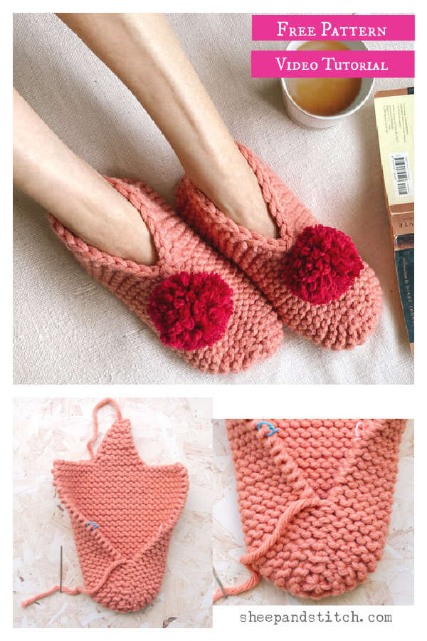 Easy Chunky Slippers Free Knitting Pattern and Video Tutorial