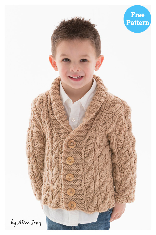 Kid's Cable Cardigan Free Knitting Pattern