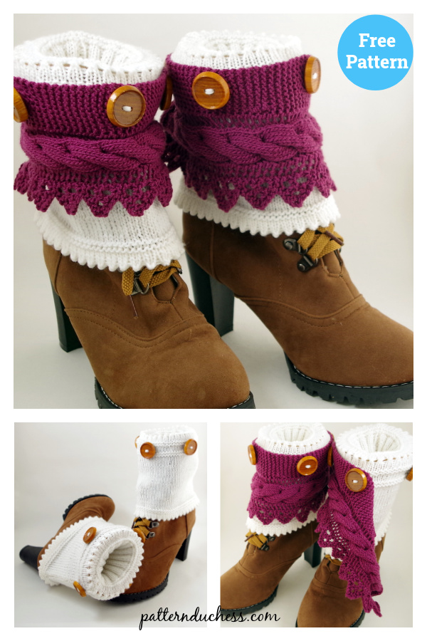 2-in-1 Boot Cuffs with Buttons and Lace Free Knitting Pattern