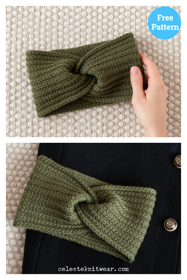 Green Stems Headband Free Knitting Pattern