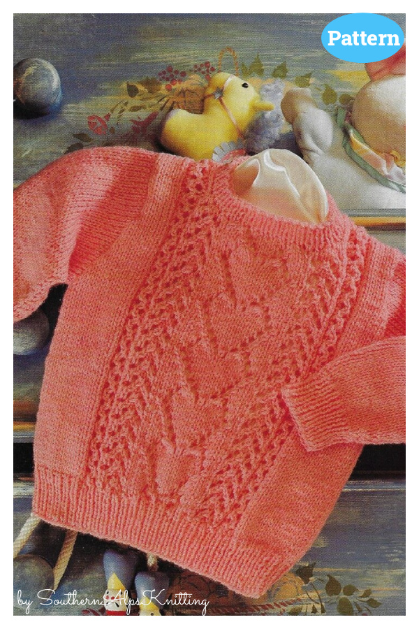 Baby Lace Heart Sweater Knitting Pattern