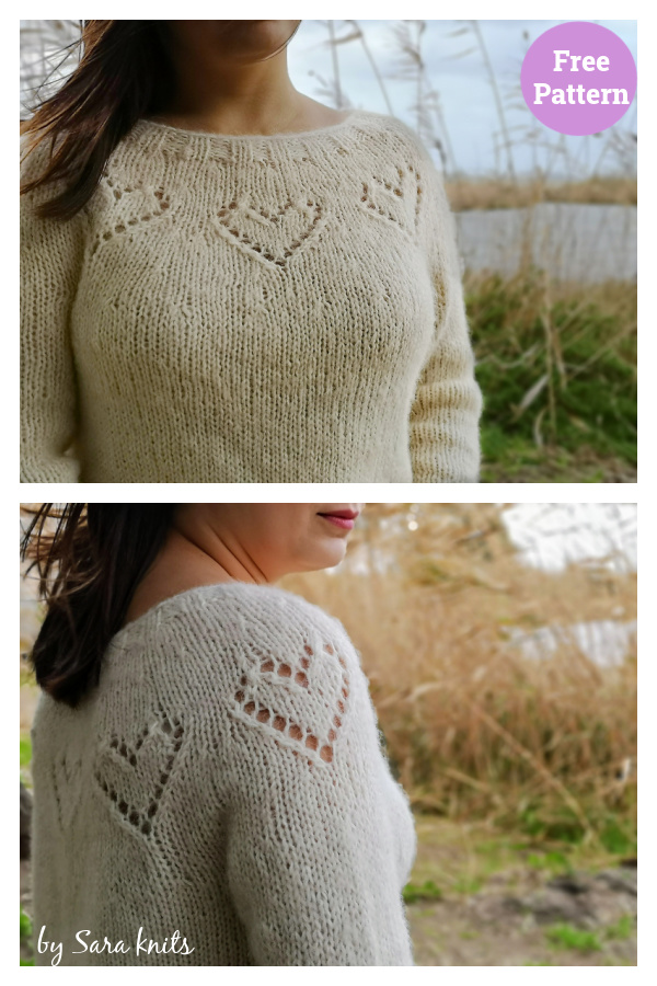 Fluffy Hearts Sweater Free Knitting Pattern