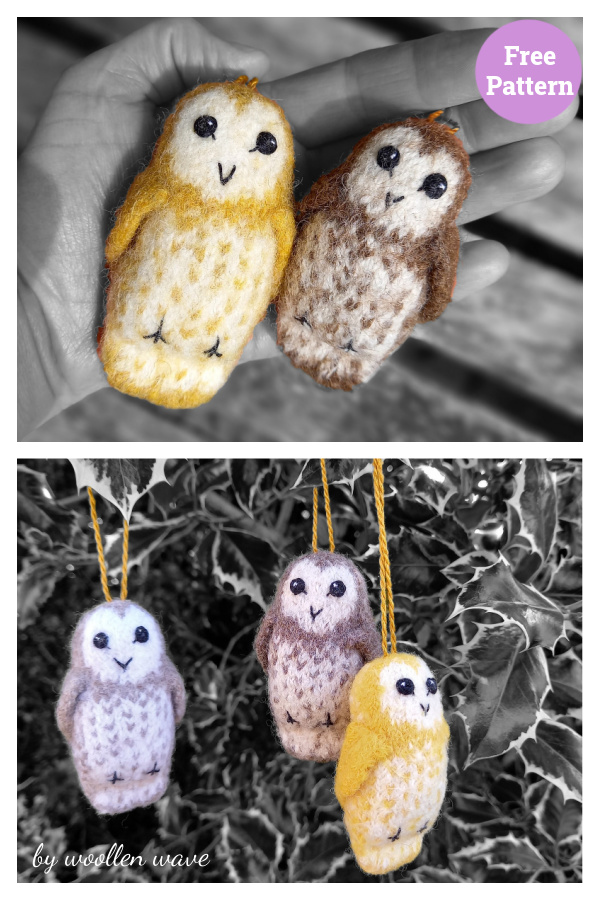 Barn Owl Decoration Free Knitting Pattern