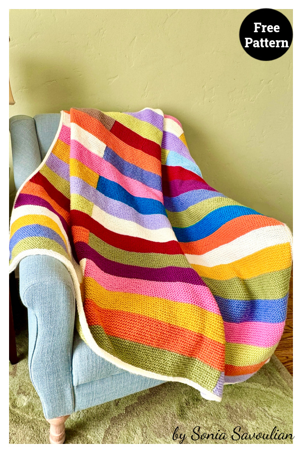 Color Cascade Blanket Free Knitting Pattern