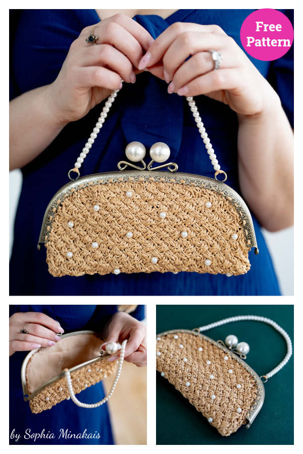 Saltwater Pearls Raffia Purse Free Knitting Pattern