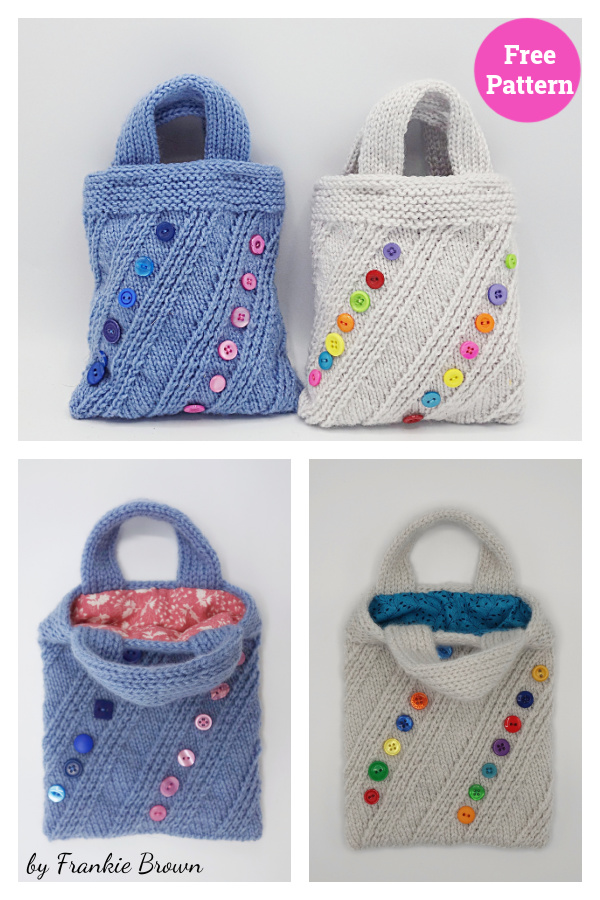 Buttons Galore Bag Free Knitting Pattern 