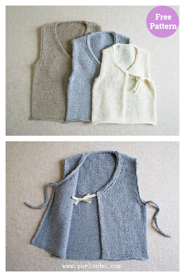 Linen Vest for Babies Free Knitting Pattern