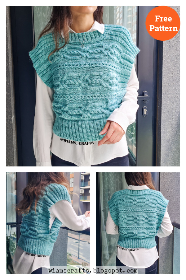 Cabled Comfort Vest Free Knitting Pattern