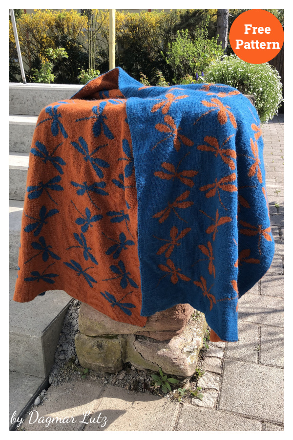 Libellen Dragonflies Wrap Free Knitting Pattern