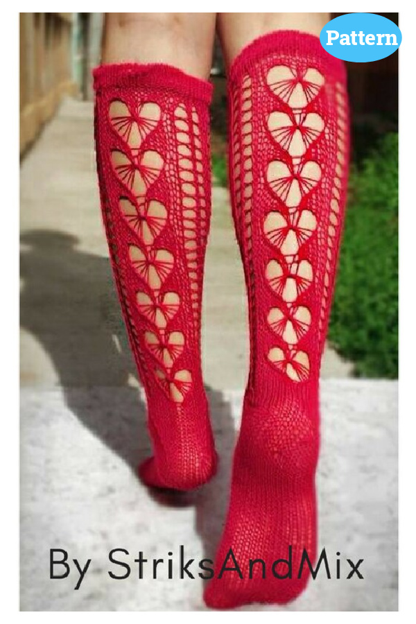 Red Fishnet Mesh Socks Knitting Pattern