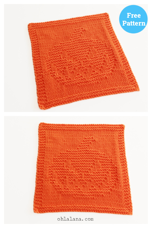 Halloween Pumpkin Dishcloth Free Knitting Pattern