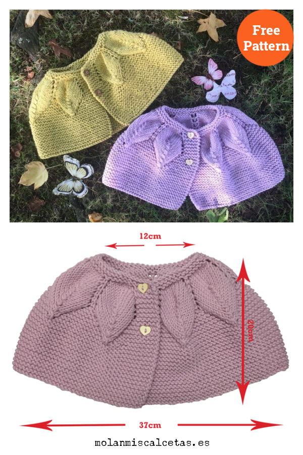 Leaves Baby Cape Free Knitting Pattern
