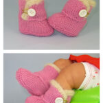 Baby Fur Trim One Button Booties Free Knitting Pattern