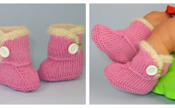 Baby Fur Trim One Button Booties Free Knitting Pattern Baby Fur Trim One Button Booties Free Knitting Pattern