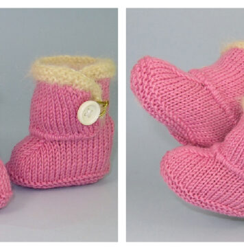Baby Fur Trim One Button Booties Free Knitting Pattern