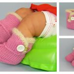 Baby Fur Trim One Button Booties Free Knitting Pattern