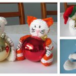 Christmas Bear & Cat Baubles Free Knitting Pattern