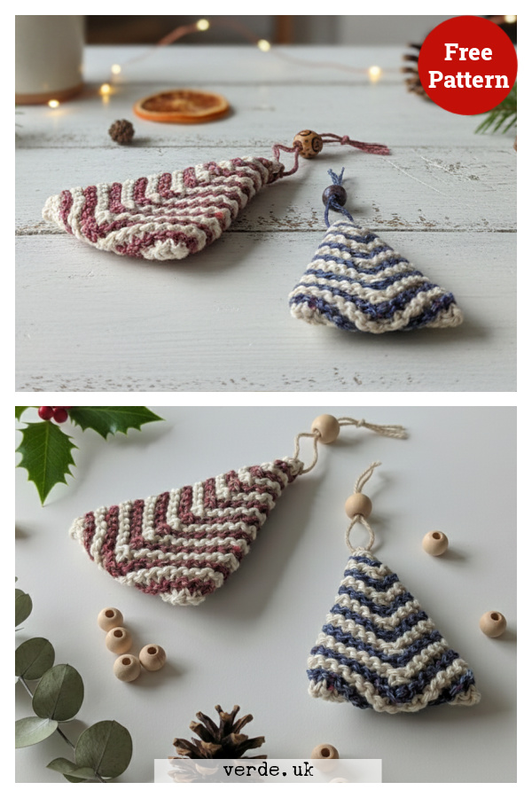 Christmas Mitred Tree Decoration Free Knitting Pattern