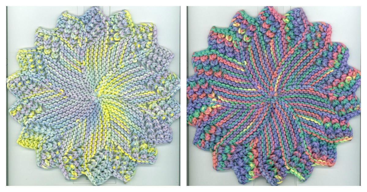 Round Sunburst Dishcloth Free Knitting Pattern