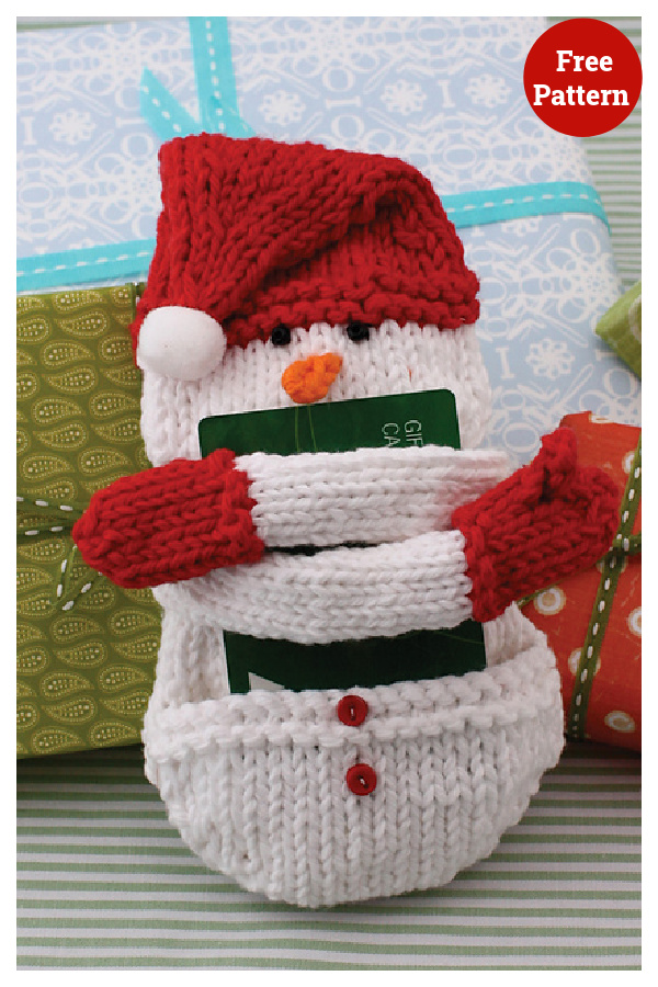 Snowman Gift Card Holder Free Knitting Pattern