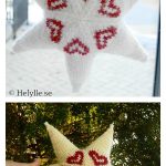 Star With Hearts Ornament Free Knitting Pattern