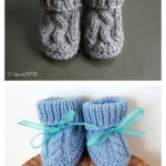 Two Needle Cable Baby Booties Free Knitting Pattern