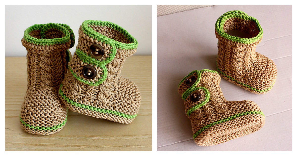 Cable Baby Booties Knitting Pattern