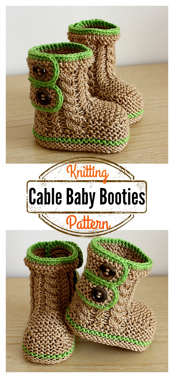 Cable Baby Booties Knitting Pattern 