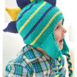 Dino Stripes Earflap Hat Free Knitting Pattern