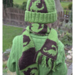 Dinosaur Hat and Gloves Winter Set Free Knitting Pattern