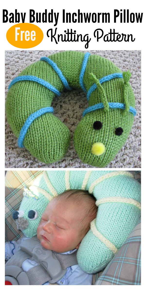 Easy Baby Buddy Inchworm Pillow Free Knitting Pattern 