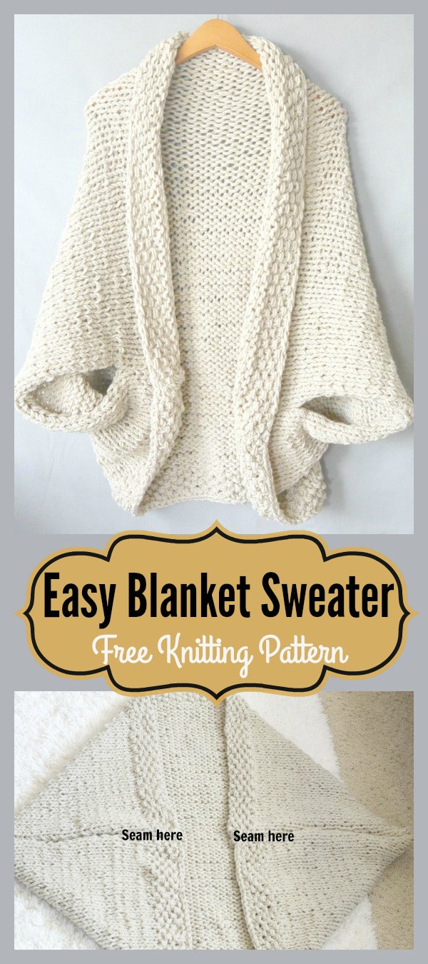 Easy Blanket Sweater Free Knitting Pattern