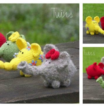 Flower Power Elephants Free Knitting Pattern
