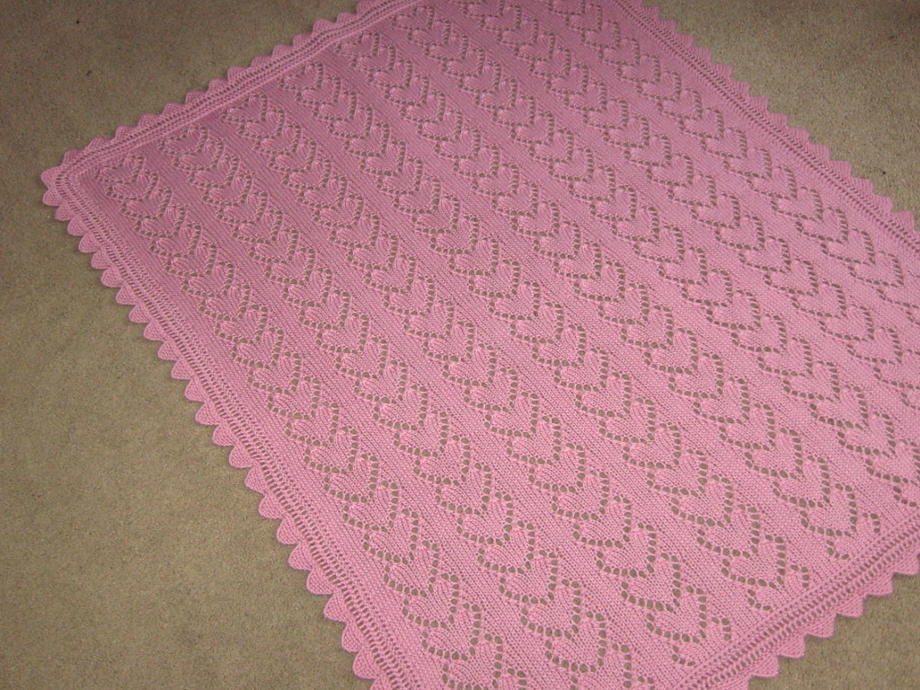 Lace Heart Chains Baby Blanket Knitting Pattern