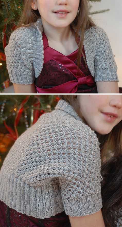 Little Girl Lace Shrug Free Knitting Pattern 